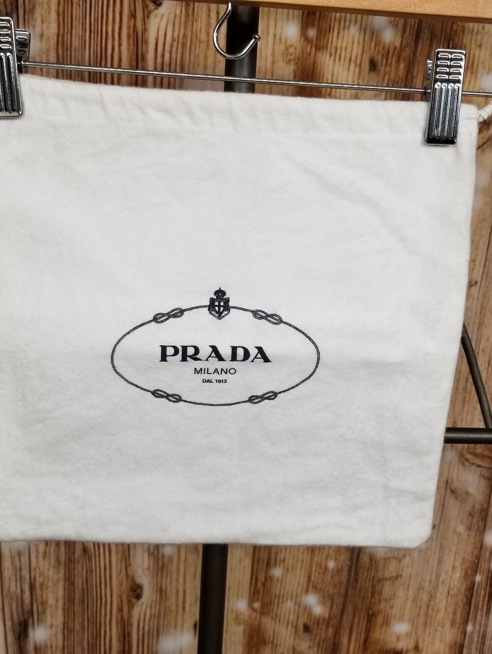 Prada White Logo Drawstring Dust Bag 11x11 Wallet Clutch